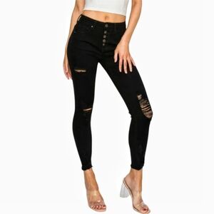 Enjean - 26x26 Distressed High Rise Skinny Jeans